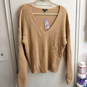Wild Fable Camel V-Neck Sweater